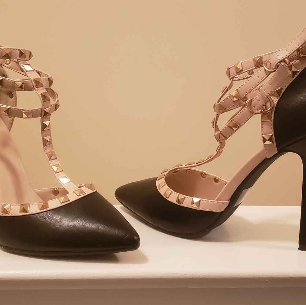 Black studded heel